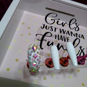 White coffin nails medium size hand made